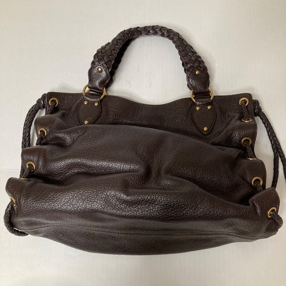 Michael Kors Woodside Braid Handle Tote Brown Pebbled Leather With Dustbag - Picture 9 of 16